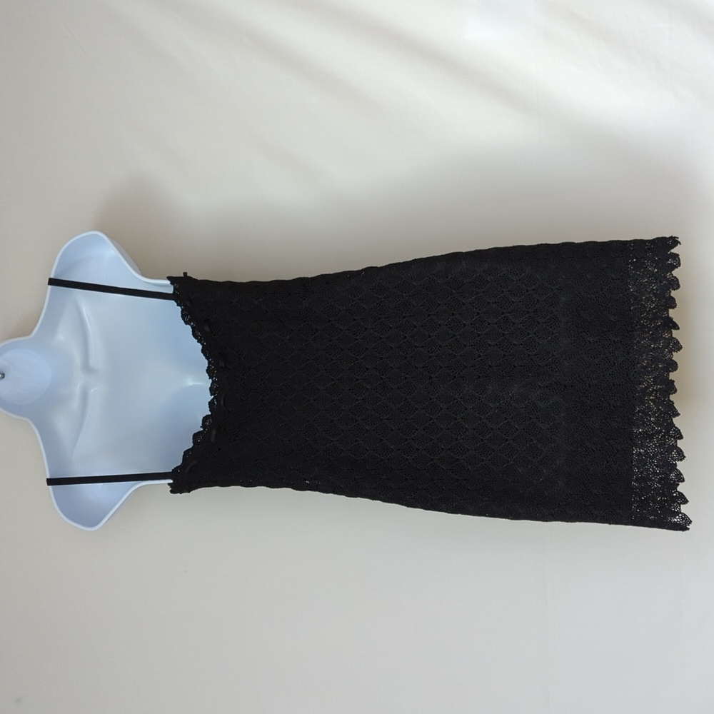 Laundry By Shelli Segal Petites | Black Crochet Scalloped Hem Strappy Dress - Picture 8 of 16